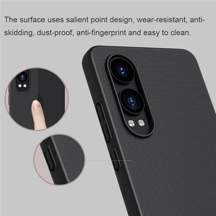 NILLKIN Frosted Shield Funda de Teléfono para OnePlus Nord CE4 Lite 5G / Oppo K12x 5G (China) Carcasa Trasera Dura de PC - Negro