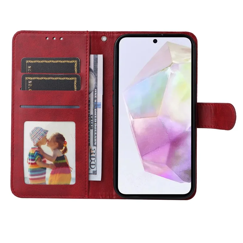 For Samsung Galaxy M35 5G Case Card Slots Wallet PU Leather Phone Cover - Red