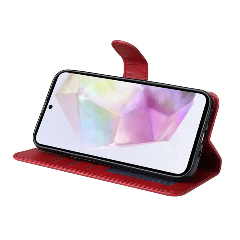 For Samsung Galaxy M35 5G Case Card Slots Wallet PU Leather Phone Cover - Red