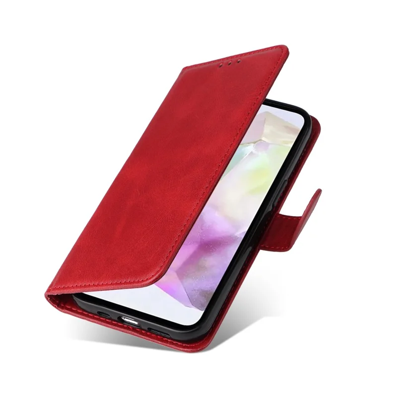 For Samsung Galaxy M35 5G Case Card Slots Wallet PU Leather Phone Cover - Red