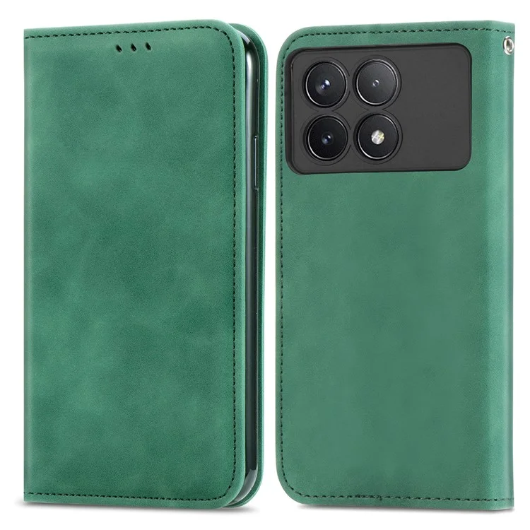 Для Xiaomi Poco F6 Pro 5G / Redmi K70 5G / K70 Pro 5G Чехол-Обложка с Кожаной Текстурой и Слотами для Карт - Зеленый