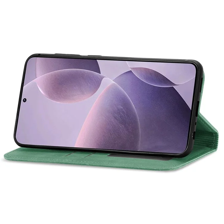 Для Xiaomi Poco F6 Pro 5G / Redmi K70 5G / K70 Pro 5G Чехол-Обложка с Кожаной Текстурой и Слотами для Карт - Зеленый