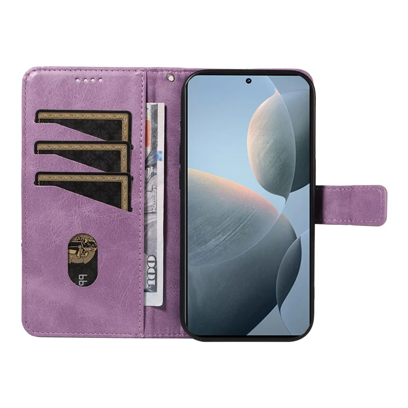 For Xiaomi Poco F6 Pro 5G / Redmi K70 5G / K70 Pro 5G Case Line Spliced PU Leather Phone Cover - Purple