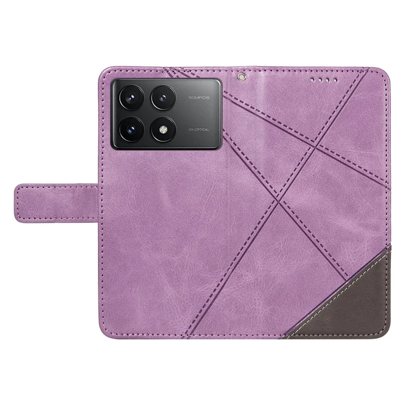 For Xiaomi Poco F6 Pro 5G / Redmi K70 5G / K70 Pro 5G Case Line Spliced PU Leather Phone Cover - Purple