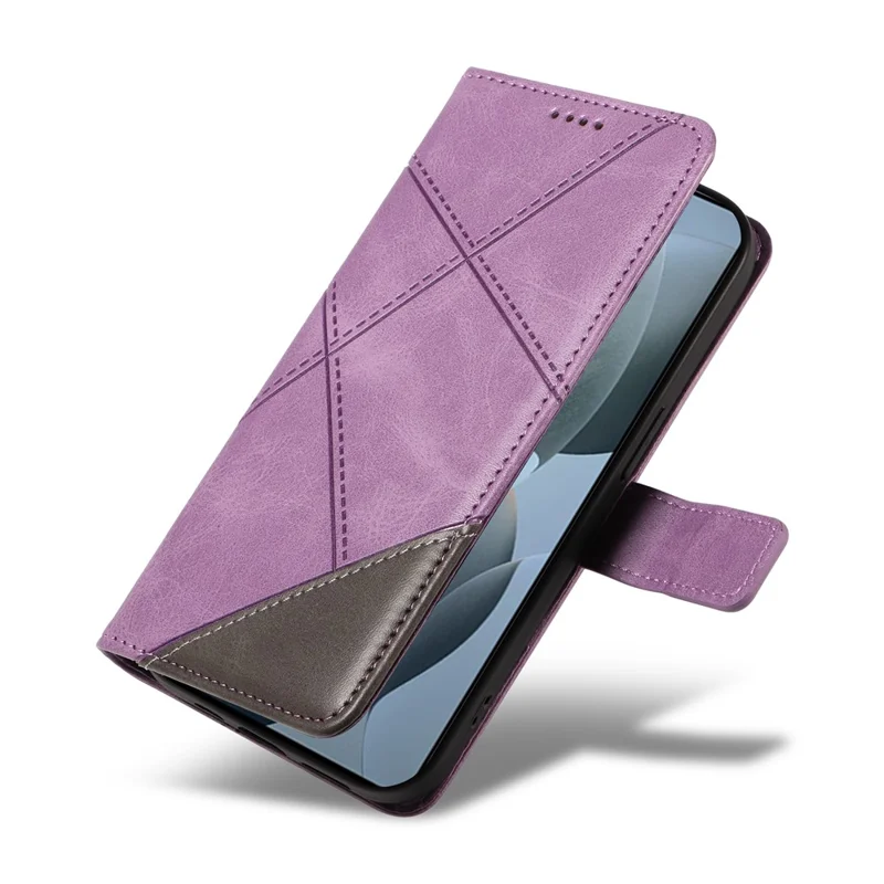 For Xiaomi Poco F6 Pro 5G / Redmi K70 5G / K70 Pro 5G Case Line Spliced PU Leather Phone Cover - Purple