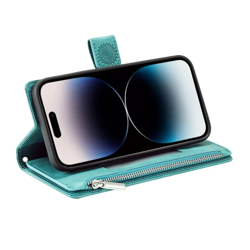 Estilo 006 Para Xiaomi Redmi 13 5G / 4G Capa Carteira de Couro PU Capa de Telefone Padrão de Flor de Mandala - Verde Menta