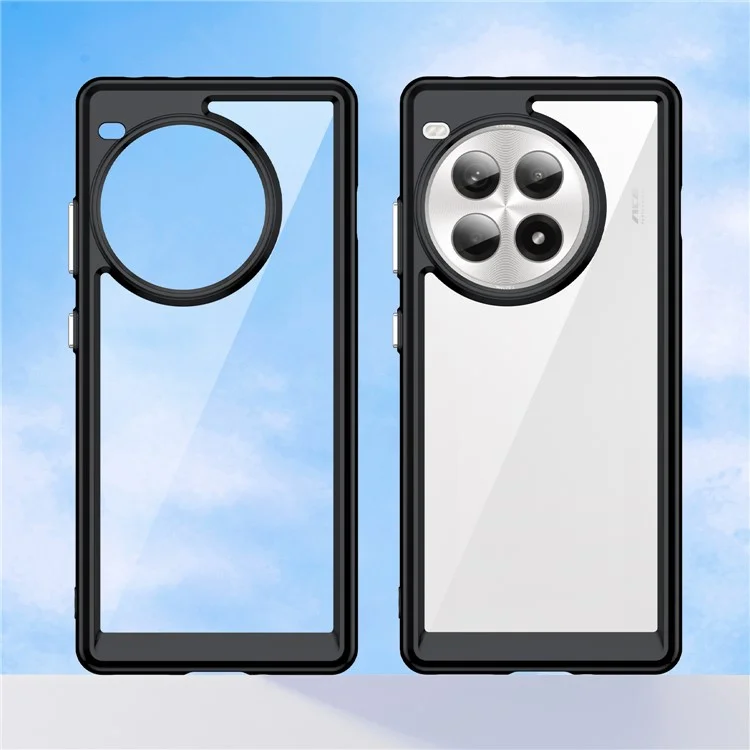 Para OnePlus Ace 3 Pro 5G Case TPU +Acrílico Transparente Back Phone Cover - Preto