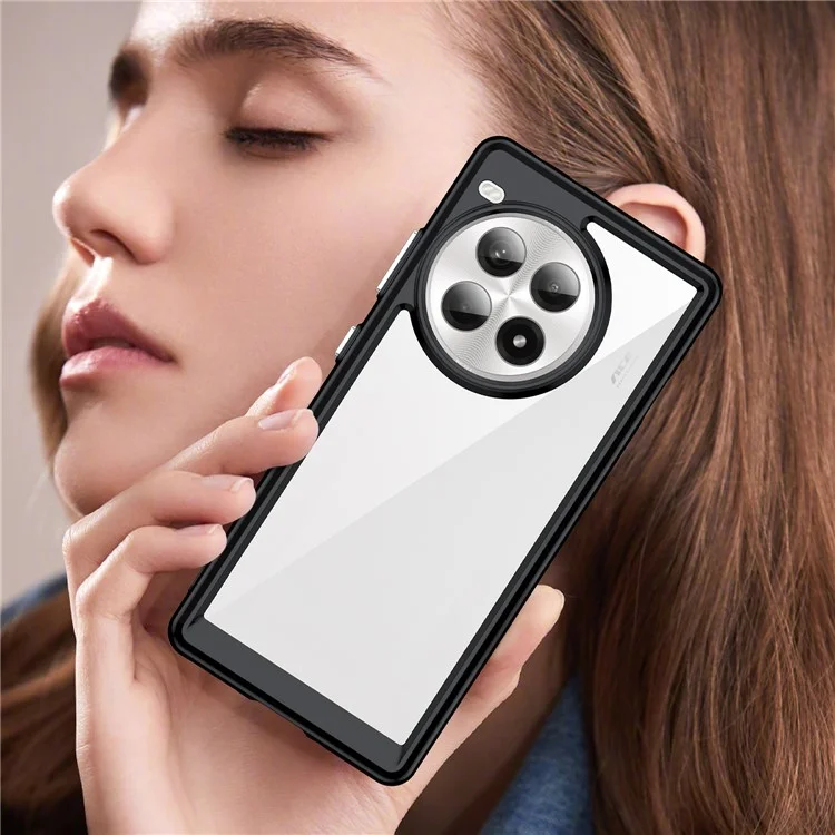 Para OnePlus Ace 3 Pro 5G Case TPU +Acrílico Transparente Back Phone Cover - Preto