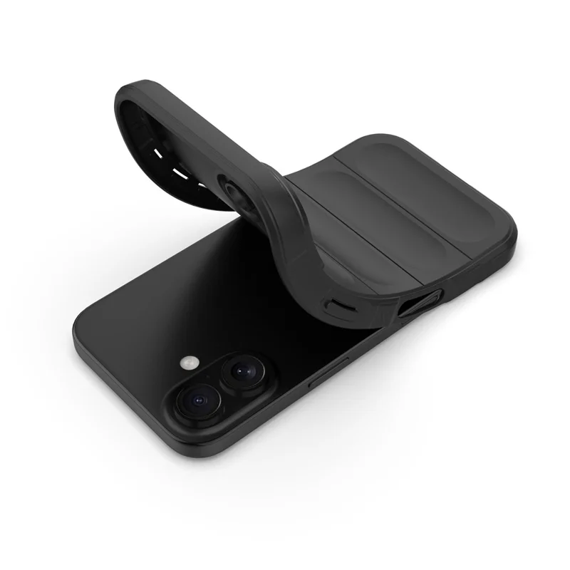 For iPhone 16 TPU Case Scratch-Resistant Rugged Back Soft Phone Cover - Black