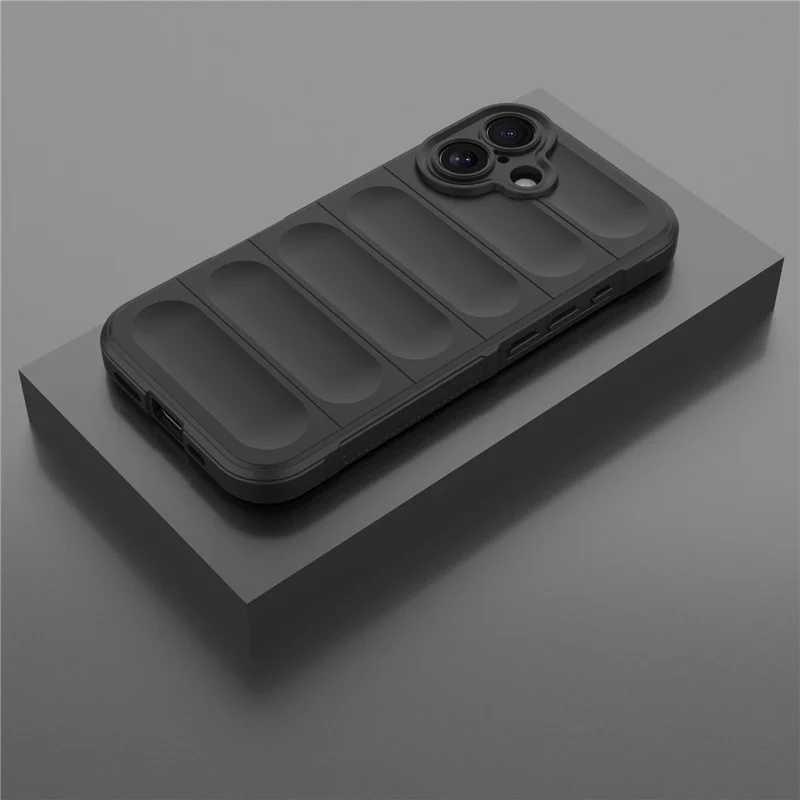 For iPhone 16 TPU Case Scratch-Resistant Rugged Back Soft Phone Cover - Black