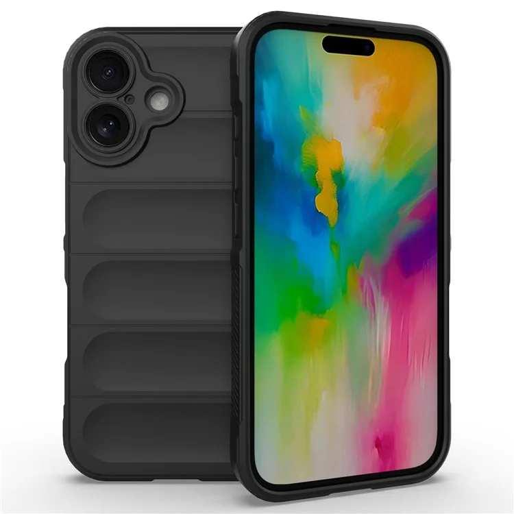 For iPhone 16 Plus Case Rugged TPU Shockproof Mobile Phone Cover - Black