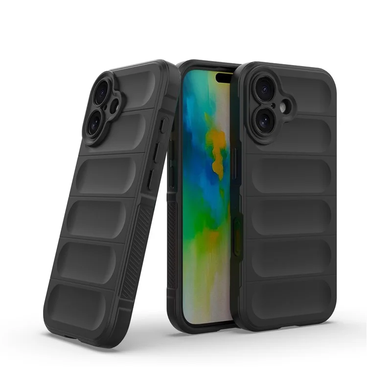 For iPhone 16 Plus Case Rugged TPU Shockproof Mobile Phone Cover - Black