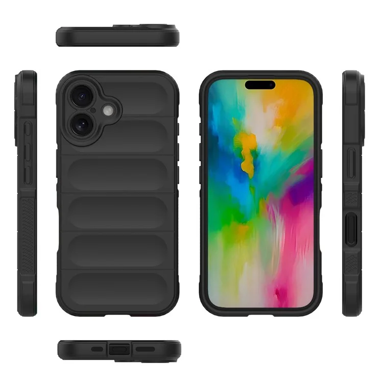 For iPhone 16 Plus Case Rugged TPU Shockproof Mobile Phone Cover - Black