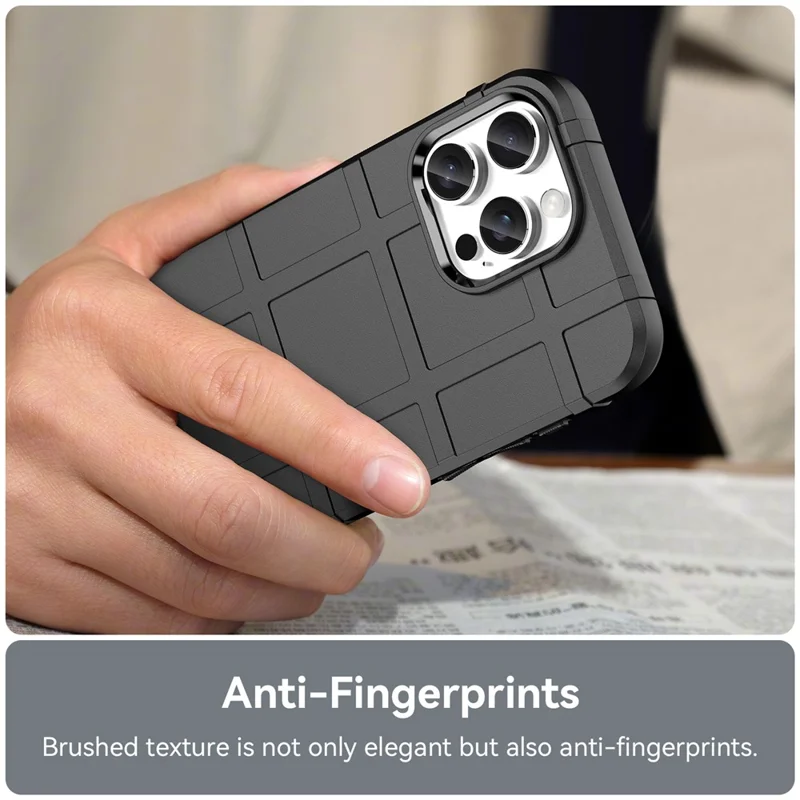 For iPhone 16 Pro Max Case Grid Design Soft TPU Phone Cover - Black