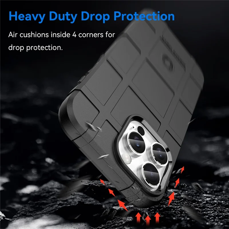 Voor iPhone 16 Pro hoesje Rasterdesign Zachte TPU Krasvaste telefoonhoes - Zwart