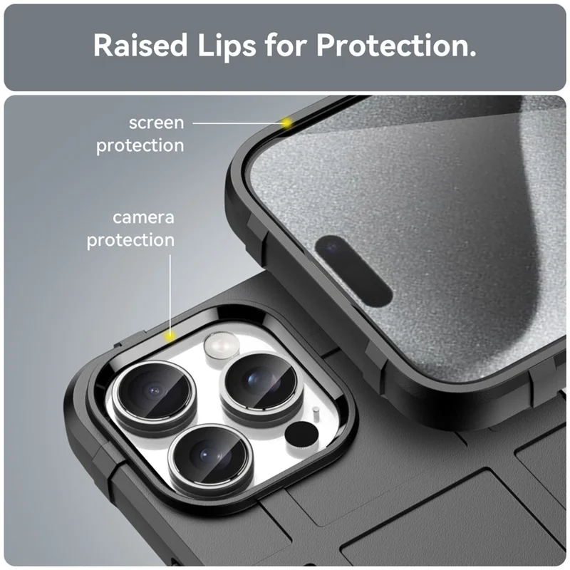 Voor iPhone 16 Pro hoesje Rasterdesign Zachte TPU Krasvaste telefoonhoes - Zwart