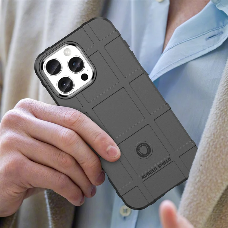 Voor iPhone 16 Pro hoesje Rasterdesign Zachte TPU Krasvaste telefoonhoes - Zwart