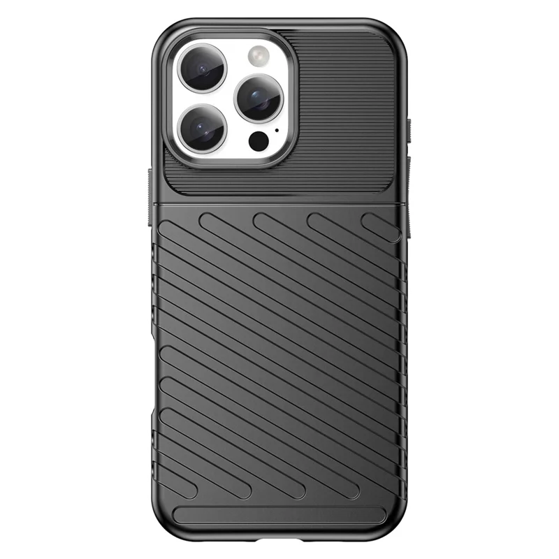 For iPhone 16 Pro Case Twill-struktur TPU støjsikker beskyttelsesdæksel - Sort