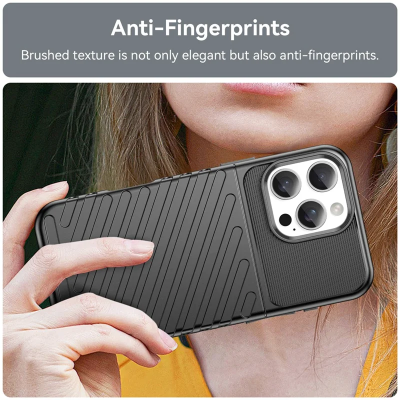 For iPhone 16 Pro Case Twill-struktur TPU støjsikker beskyttelsesdæksel - Sort