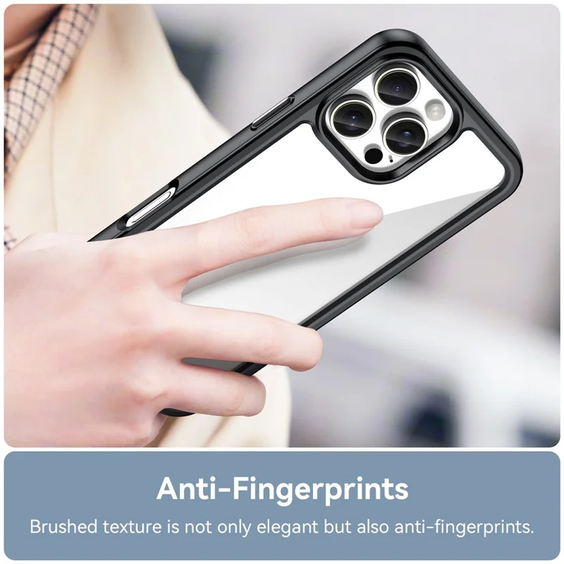 For iPhone 16 Pro Max Case TPU +Acrylic Shockproof Protective Clear Phone Cover - Black