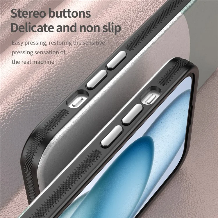 For iPhone 14 Plus Magnetic Case Leather Soft Feel Back Cover Metal Buttons Camera Bezel Bump - Green