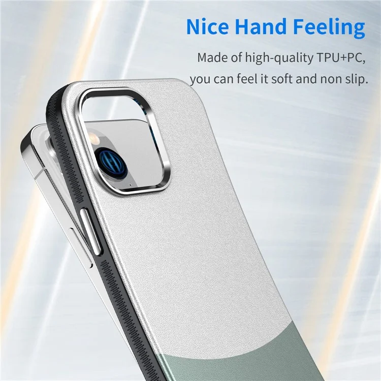 Funda per a iPhone 14 compatible amb MagSafe Splicing Color Leather Back Cover Metal Buttons - Verd