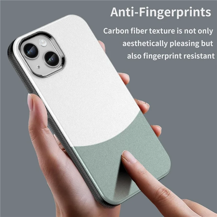 Funda per a iPhone 14 compatible amb MagSafe Splicing Color Leather Back Cover Metal Buttons - Verd