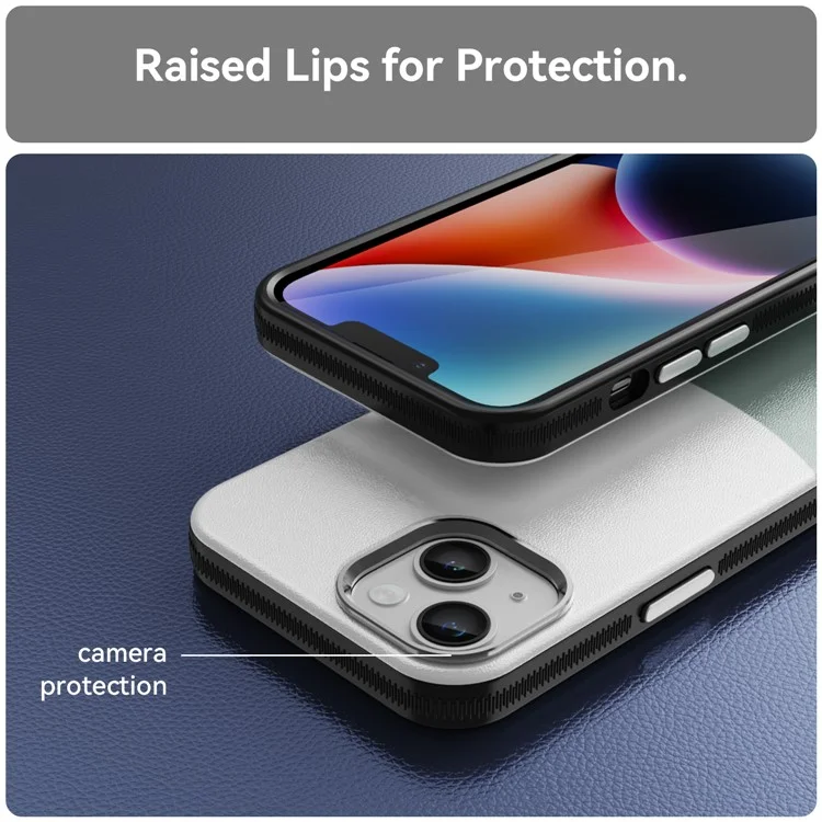 Funda per a iPhone 14 compatible amb MagSafe Splicing Color Leather Back Cover Metal Buttons - Verd