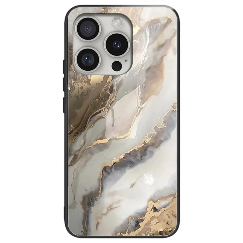 For iPhone 16 Pro Max Cases Tempered Glass+TPU Phone Case Pattern Printed - Alchemical Marble