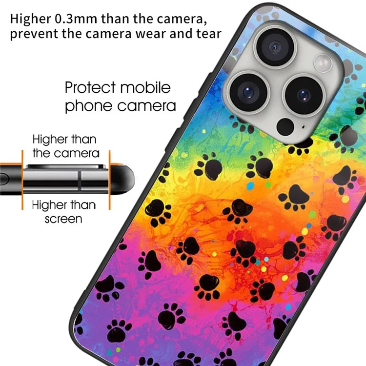 Чехол для iPhone 16 Pro с темперированным стеклом + ТПУ с узорной печатью - Следы