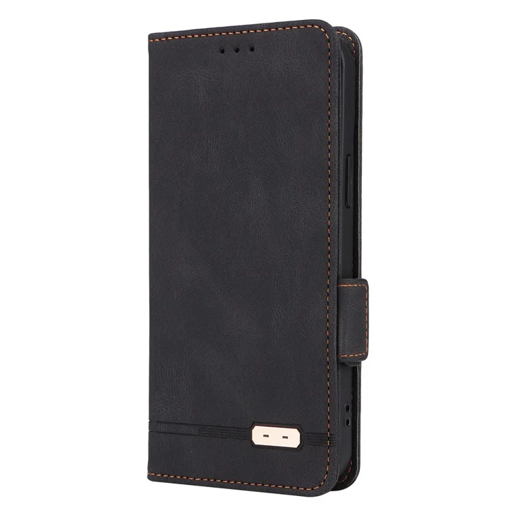 Coque iPhone 16 Pro Antichoc, Support, Portefeuille, Housse en Cuir, Décoration Matérielle - Noir