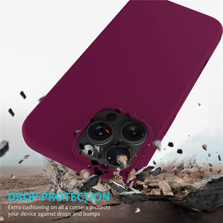 Für iPhone 16 Pro Max Hülle Anti-Sturz Flüssigsilikon Weiche Futter Rückenabdeckung - Weinrot