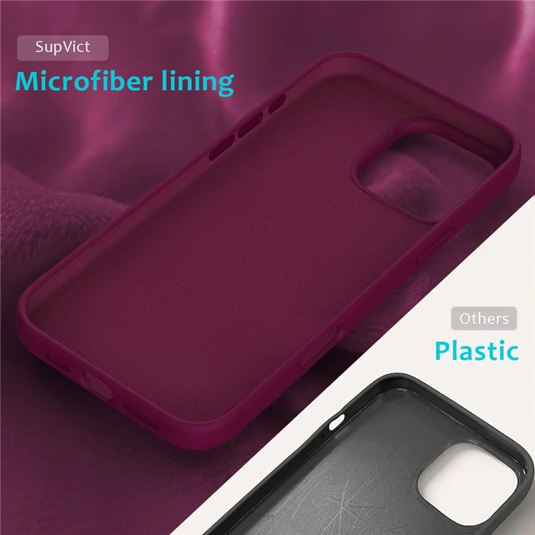 Für iPhone 16 Pro Max Hülle Anti-Sturz Flüssigsilikon Weiche Futter Rückenabdeckung - Weinrot