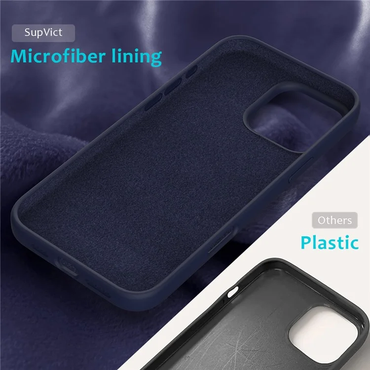 Para iPhone 16 Pro Case Shockproof Liquid Silicone Soft Lining Phone Cover - Midnight Blue