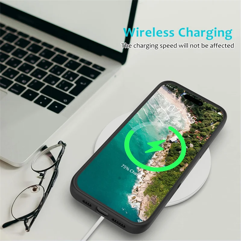 For iPhone 16 Pro Case Shockproof Liquid Silicone Soft Lining Phone Cover - Black