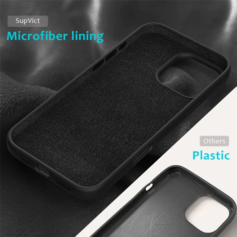 For iPhone 16 Pro Case Shockproof Liquid Silicone Soft Lining Phone Cover - Black