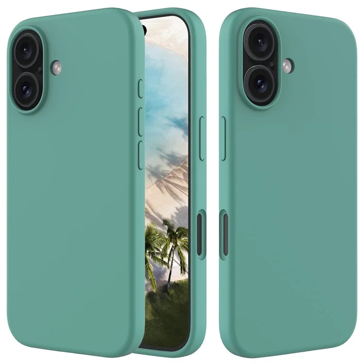 Für iPhone 16 Case Flüssiges Silikon Weiches Futter Stoßfest Handyhülle - Dunkelgrün