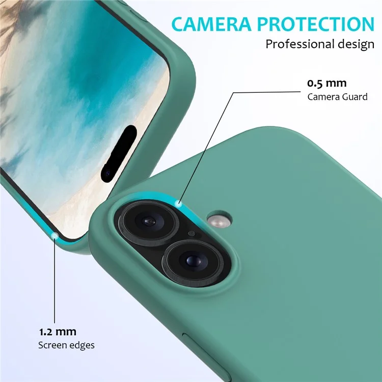 Für iPhone 16 Case Flüssiges Silikon Weiches Futter Stoßfest Handyhülle - Dunkelgrün