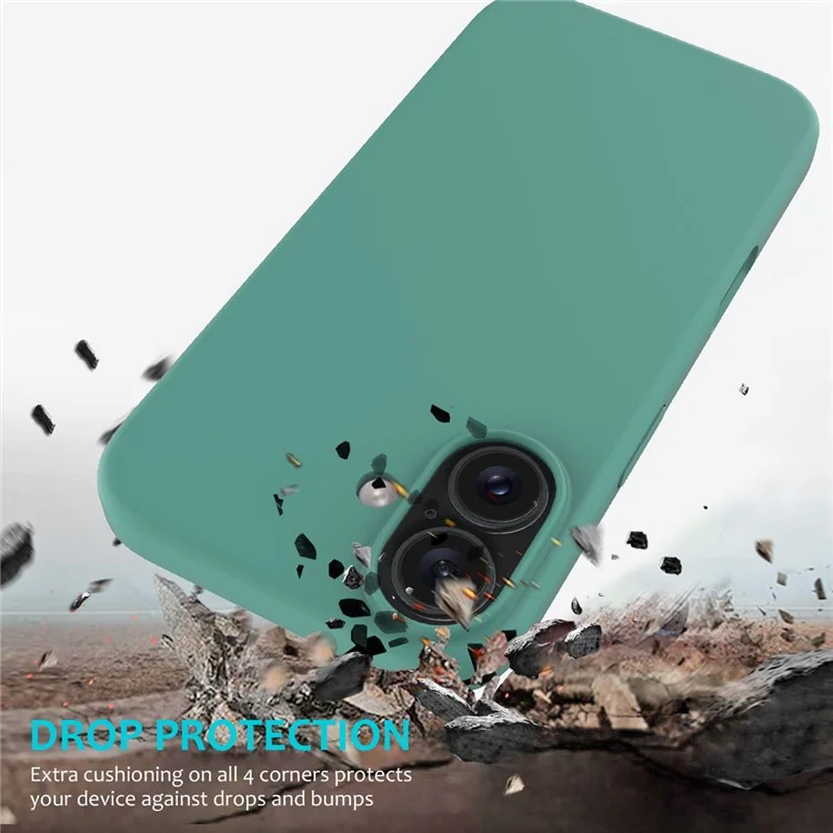 Für iPhone 16 Case Flüssiges Silikon Weiches Futter Stoßfest Handyhülle - Dunkelgrün