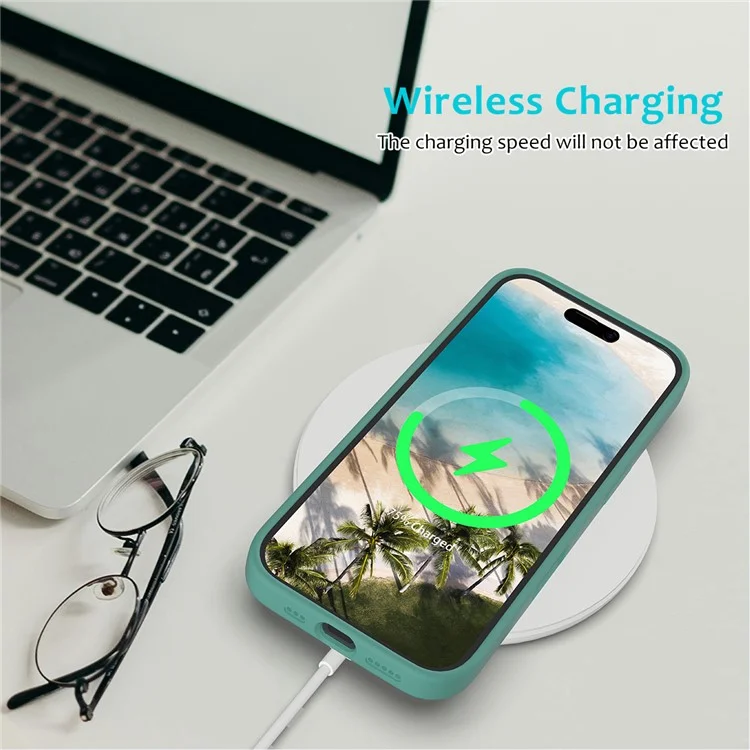 Für iPhone 16 Case Flüssiges Silikon Weiches Futter Stoßfest Handyhülle - Dunkelgrün