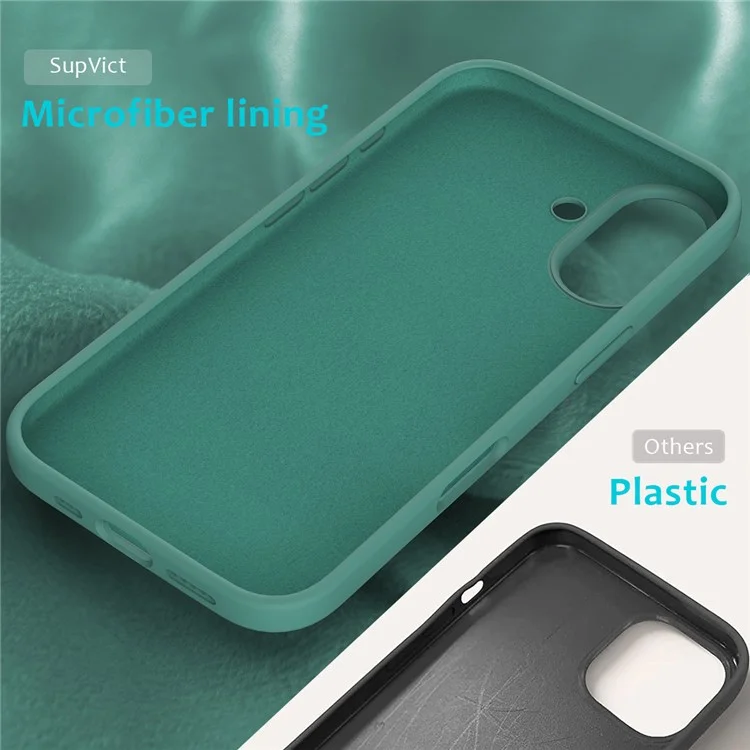 Für iPhone 16 Case Flüssiges Silikon Weiches Futter Stoßfest Handyhülle - Dunkelgrün