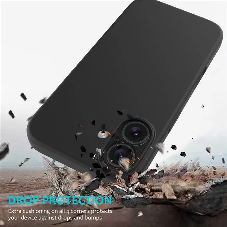 Für iPhone 16 Plus Case Liquid Silicone Soft Lining Back Phone Cover - Schwarz
