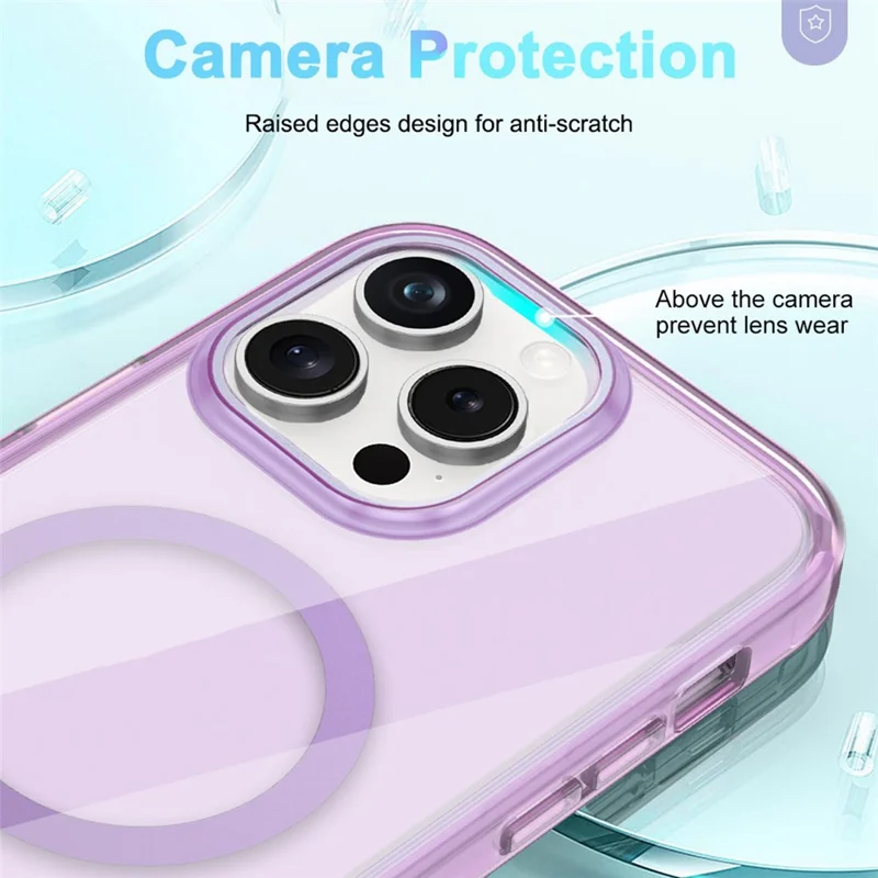 For iPhone 16 Pro Max Case Compatible with MagSafe PC + TPU Clear Phone Cover with PET Screen Film - Light Purple