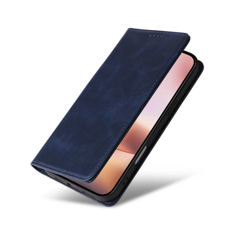 Чехол для iPhone 16 Plus из искусственной кожи с блокировкой RFID и бумажником - Синий