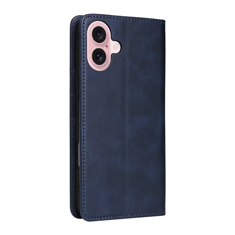 For iPhone 16 Case RFID Blocking Leather Phone Cover Magnetic Closing - Blue
