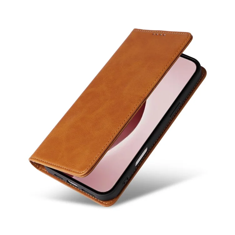 For iPhone 16 Pro Case RFID Blocking PU Leather Folio Flip Phone Cover - Marrone