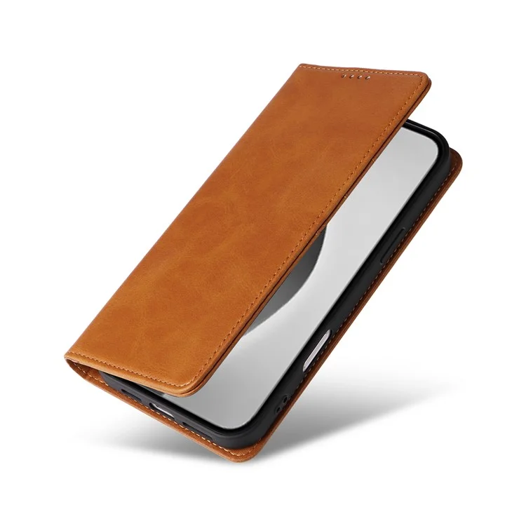 Für iPhone 16 Pro Max Case PU Leder RFID-blockierende Handyhülle mit Ständer - Braun