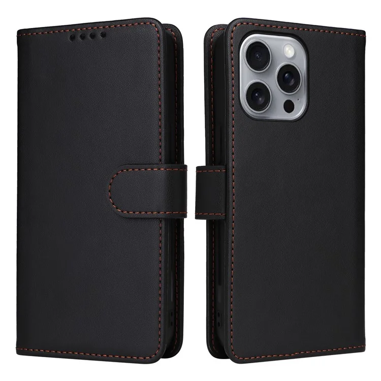 BETOPNICE 005 Funda para iPhone 16 Pro Max Desmontable 2 en 1 Cartera de Cuero Funda de Teléfono - Negro