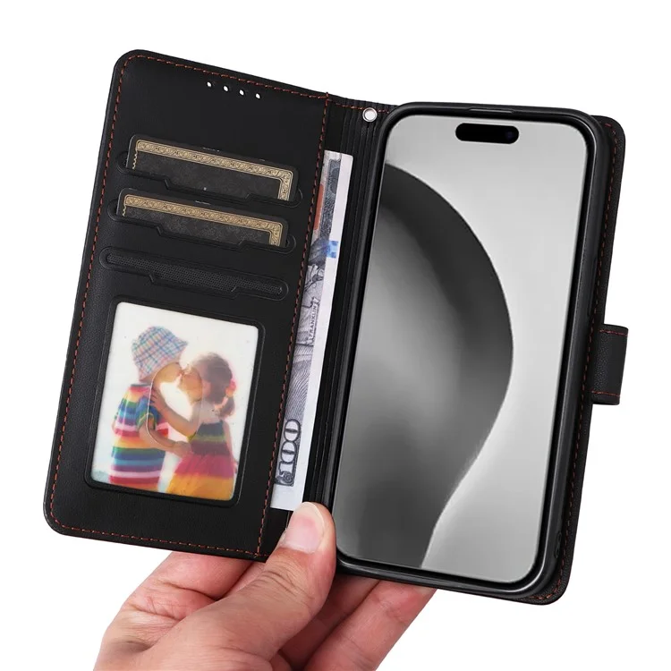 BETOPNICE 005 Funda para iPhone 16 Pro Max Desmontable 2 en 1 Cartera de Cuero Funda de Teléfono - Negro