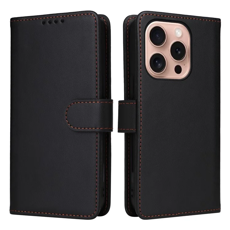 BETOPNICE 005 Für iPhone 16 Pro Hülle Wallet Ledercover Abnehmbar 2-in-1 - Schwarz